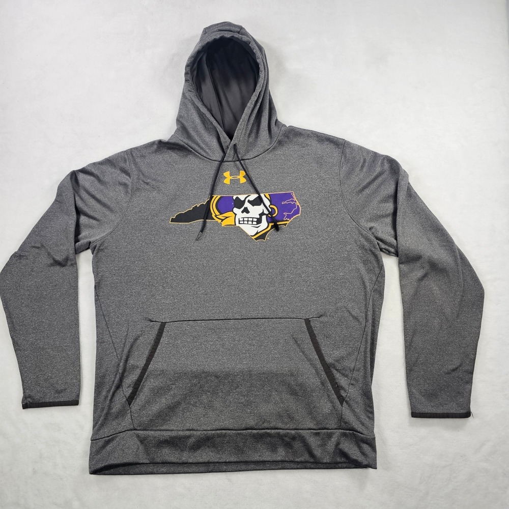 Under Armour Hoodie Mens XL Gray Excellent East Carolina Pirates ECU Pullover
